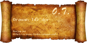 Oravan Tódor névjegykártya